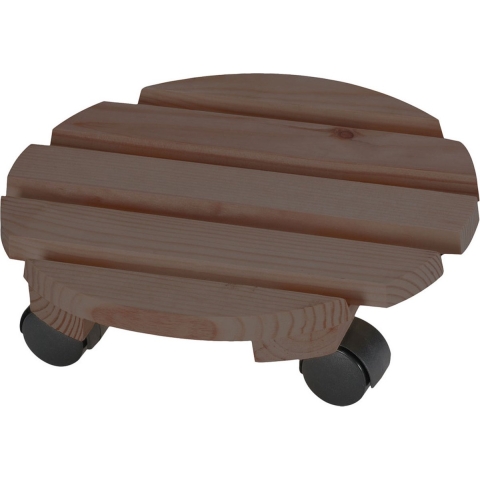 Plantentrolley - hout - donkerbruin - rond - 30 cm - tot 100 kg -