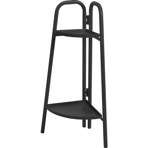 Plantenrek/plantentafel - antraciet - metaal - 26 x 26 x 70 cm - inklapbaar - 2 laags -