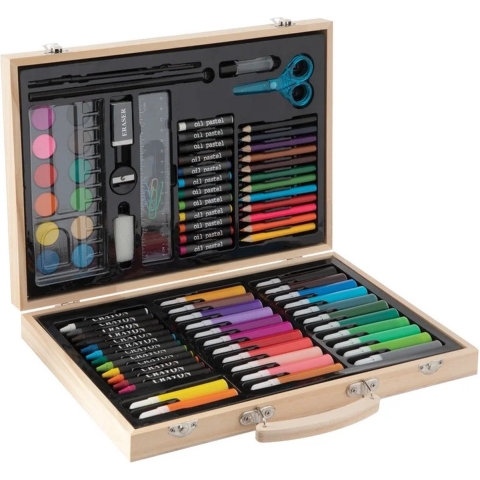 Grafix Houten Kleurkoffer 86-delig