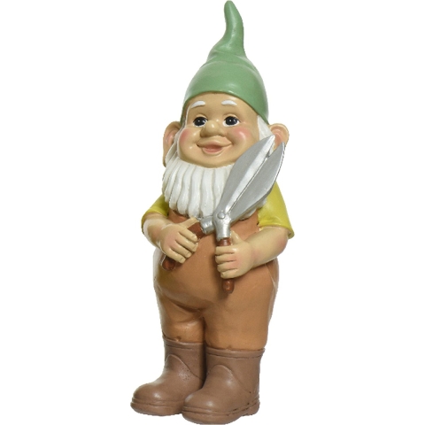 Tuinkabouter met snoeischaar - kunststeen - H29 cm -