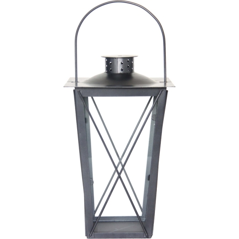 Fancy Flames Lantaarn - metaal - zilverkleurig - 17 x 30 cm - windlicht -