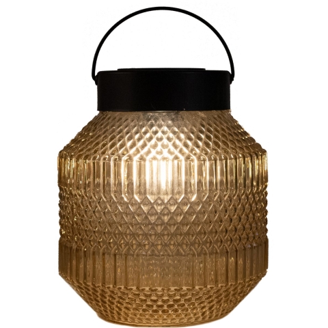 Tuin lantaarn Julia - Solar - zwart/geel - D16 x H16 cm - LED buitenverlichting -