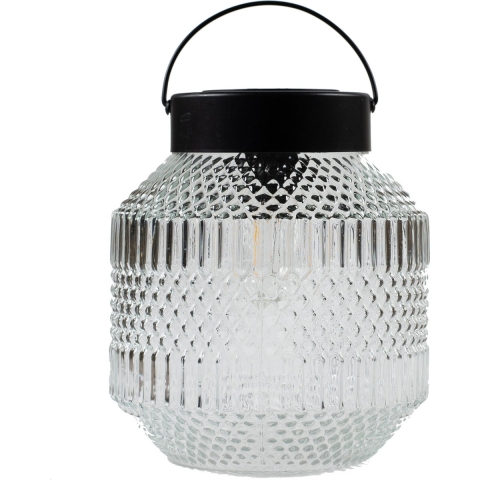 Tuin lantaarn Julia - Solar - zwart/transparant - D16 x H16 cm - LED buitenverlichting -