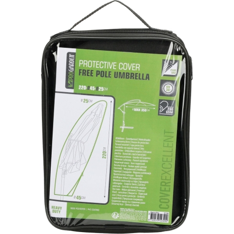 Parasolhoes - zwart - polyester - 220 x 25 x 45 cm - waterdicht - parasolhoes met rits -