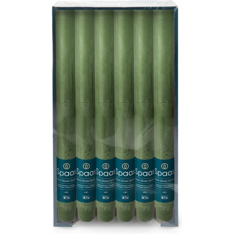 Dinerkaarsen rustiek - donkergroen - 12x - 25 cm - 10 branduren - huishoudkaarsen -