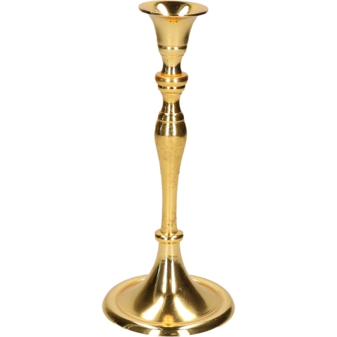 Luxe kaarsenhouder/kandelaar klassiek goud metaal 10 x 10 x 24 cm -
