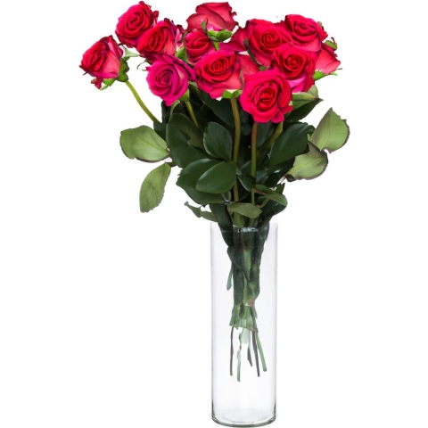 Bloemenvaas Cylinder - helder transparant - glas - D15 x H40 cm - hand geblazen glas -