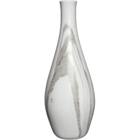 Idea4seasons Bloemenvaas Dazzle - marmer look - keramiek - D13 cm x H35 cm - vaas -