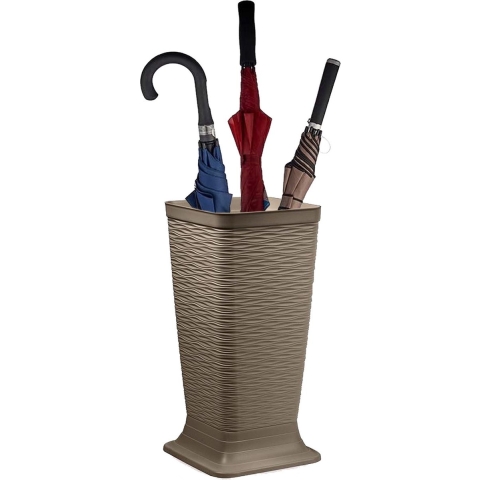 Paraplubak/parapluhouder Waves - beige - kunststof - D26 x H52 cm - op verhoogde voet -