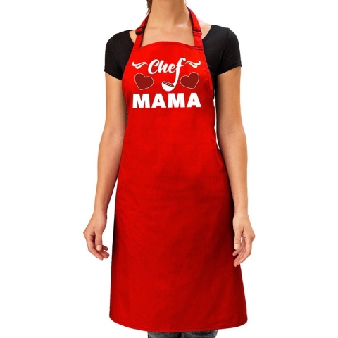 Chef Mama keukenschort rood voor dames / Moederdag -