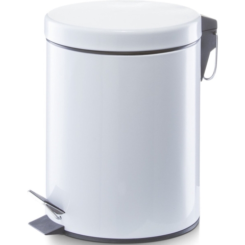 Zeller Vuilnisbak/pedaalemmer - wit - 5 liter - metaal - 20 x 28 cm -