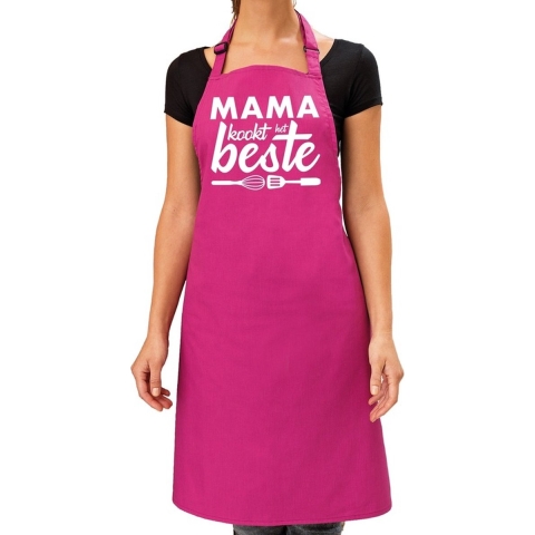 Mama kookt het beste keukenschort roze voor dames / Moederdag -
