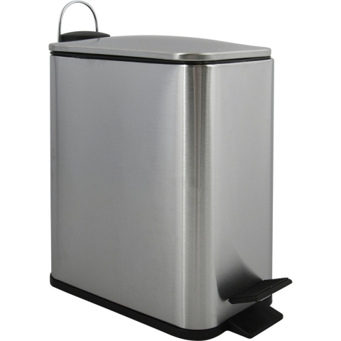 Pedaalemmer Paris - zilver - 5 liter - metaal - 28 x 29 cm - soft-close - toilet/badkamer -
