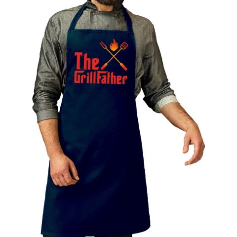 The GrillFather barbecue schort / keukenschort navy voor heren -