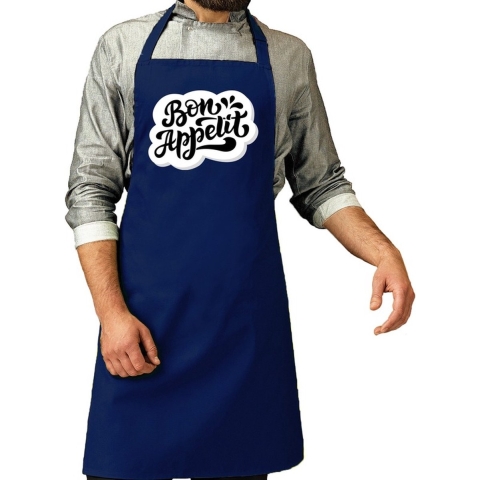 Bon appetit barbecueschort / keukenschort kobalt voor heren -