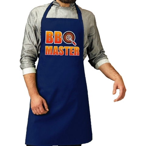 BBQ Master barbeque schort /keukenschort kobalt blauw voor heren -