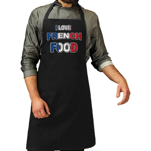 I love French food barbecue/keuken schort zwart voor heren -