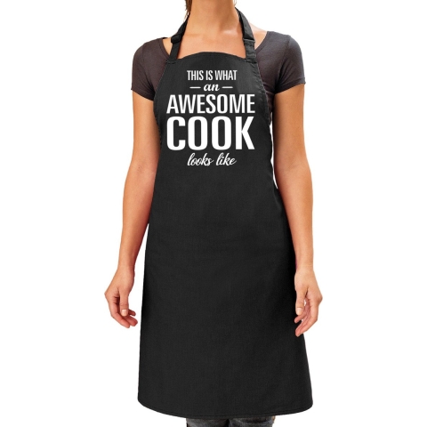Awesome cook / kok cadeau schort zwart dames -