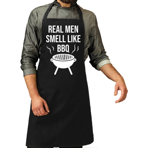 Real men smell like barbecue / bbq schort zwart voor heren -