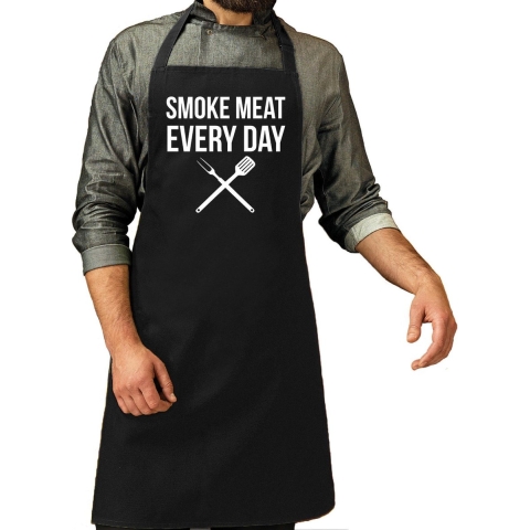 Smoke meat everyday bbq schort / keukenschort zwart heren -