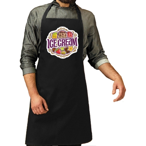 Ice cream schort / keukenschort zwart heren -