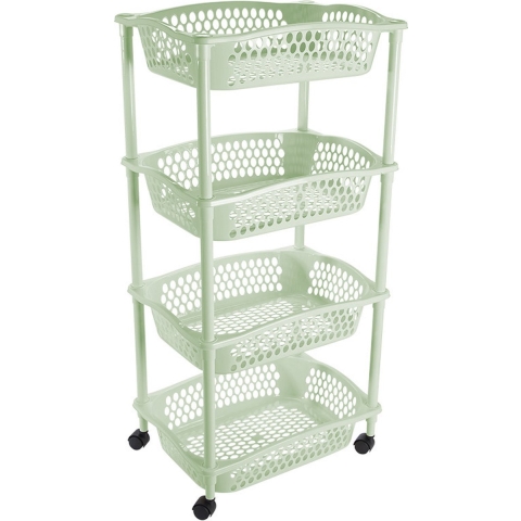 Keuken opberg trolley - 4 manden - mintgroen - 86 x 41 cm - roltafel -