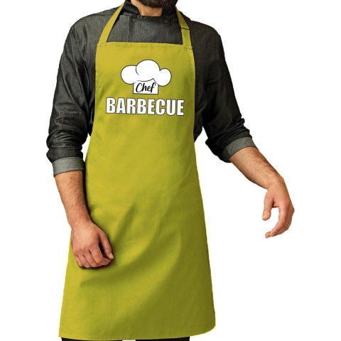 Chef barbecue schort / keukenschort lime groen heren -