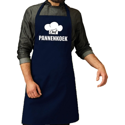 Chef pannenkoek schort / keukenschort navy heren -
