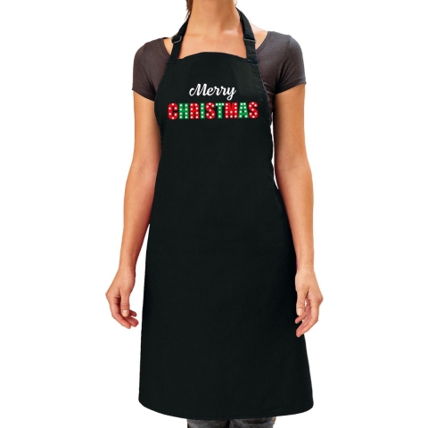 Merry Christmas Kerst cadeau schort zwart voor volwassenen -