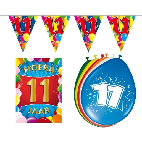 Leeftijd feestartikelen 11 jaar voordeel pakket -
