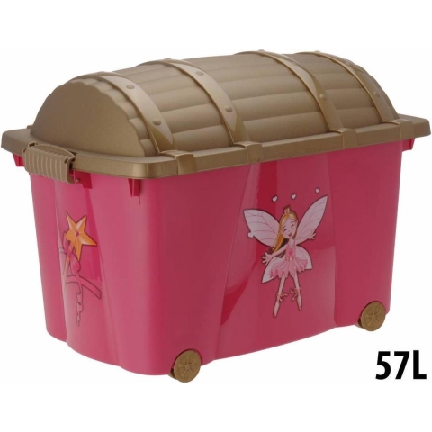 Prinsessen schatkist - 60 x 40 x 42 cm - 60 liter - kunststof - met deksel -