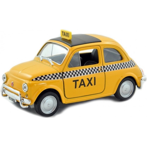 Modelauto Fiat 500 taxi geel schaal 1:24/12 x 5,5 x 5,5 cm -