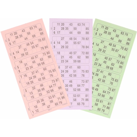 5x Bingokaarten 1-90 -
