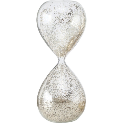 Decoratie zandloper glas zilveren glitters 20 cm -