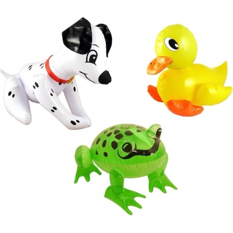 Set Opblaasbare hond eend en kikker -