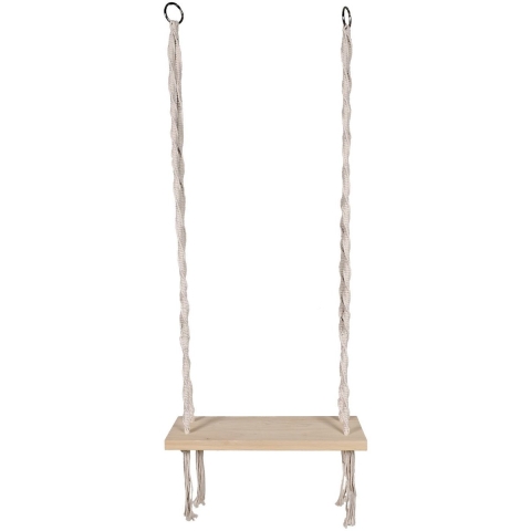 Tuin/balkon schommel / Macrame Swing - naturel - hout/stof - 60 x 20 x 150 cm -