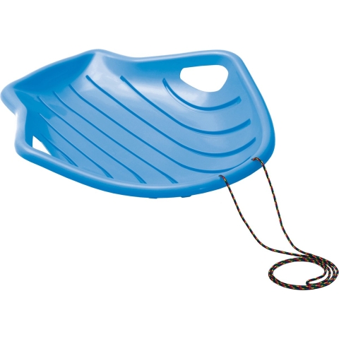 Sneeuw slee met trekkoord - blauw - kunststof - voor kinderen - 78 cm -