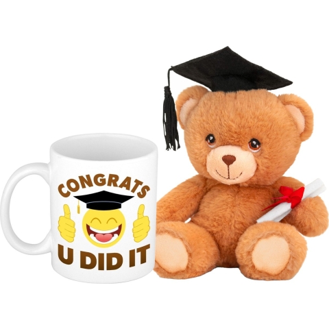 Geslaagd cadeau mok / beker inclusief knuffelbeer -