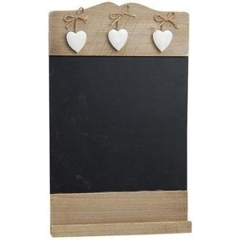 Memo krijtbord met hartjes - hout - 24 x 38 cm - Home deco memobord -