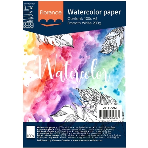 Aquarel papier schetsboek 100 vellen 200 gram A5 formaat 21 x 15 cm -