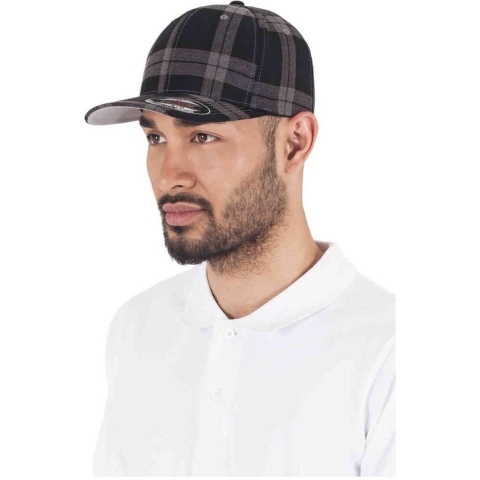 Flexfit FX6197 Flexfit Tartan Plaid Cap - Black/Grey - L/XL