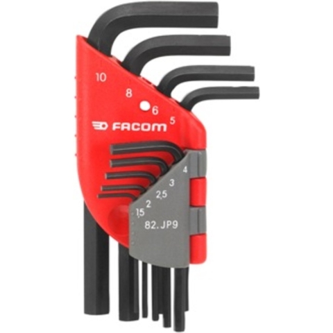 Facom set 9 haakse inbussleutels 6-kant in houder, metrische maten - 83H.JP9A