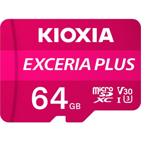 Kioxia EXCERIA PLUS microSDXC-kaart 64 GB A1 Application Performance Class, UHS-I, v30 Video Speed Class A1-vermogensstandaard, Schokbestendig, Waterdicht