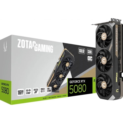Zotac Nvidia GeForce RTX 5080 Videokaart GAMING RTX5080 SOLID CORE OC 16GB 16 GB GDDR7-RAM PCIe x16 HDMI 2.1, DisplayPort 2.1