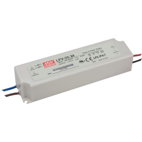 MW Mean Well LPV-35-24 LED-transformator Constante spanning 36 W 0 - 1.5 A 24 V/DC Niet dimbaar, Overbelastingsbescherming 1 stuk(s)