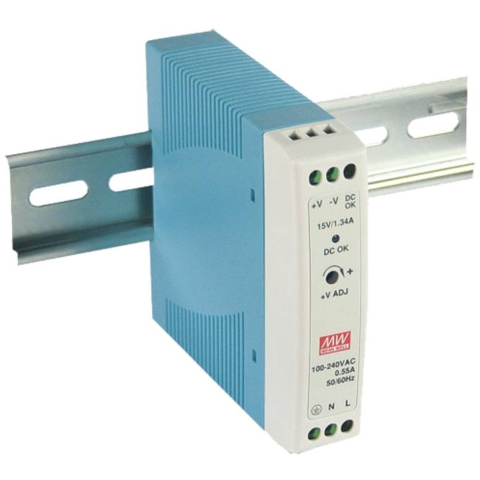 MW Mean Well MDR-20-15 DIN-rail netvoeding 15 V/DC 1.34 A 20 W Aantal uitgangen: 1 x Inhoud: 1 stuk(s)