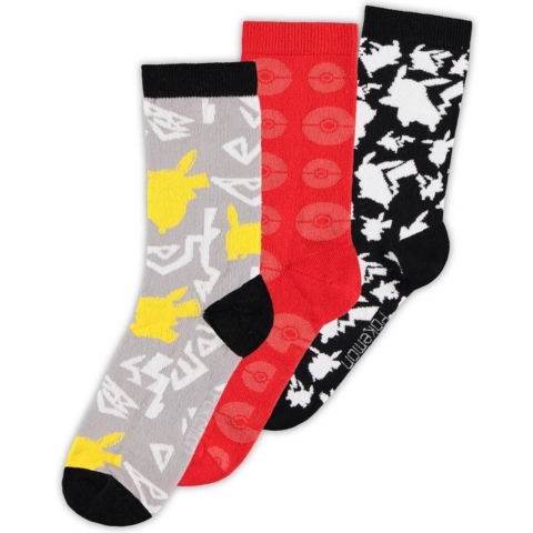 Pokémon - Crew Socks 3-Pack (Pikachu & Pokeballs)