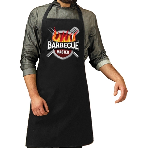 Barbecue master bbq schort / keukenschort zwart heren -