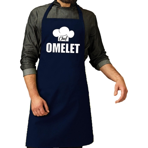Chef omelet schort / keukenschort zwart heren -