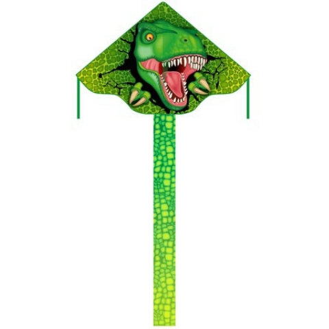 Vlieger T-Rex dino met staart groen 120 x 75 cm -